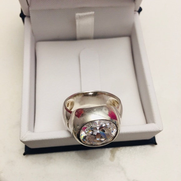 925 Sterling Silver Cubic Zirconia cocktail ring - Picture 3 of 4